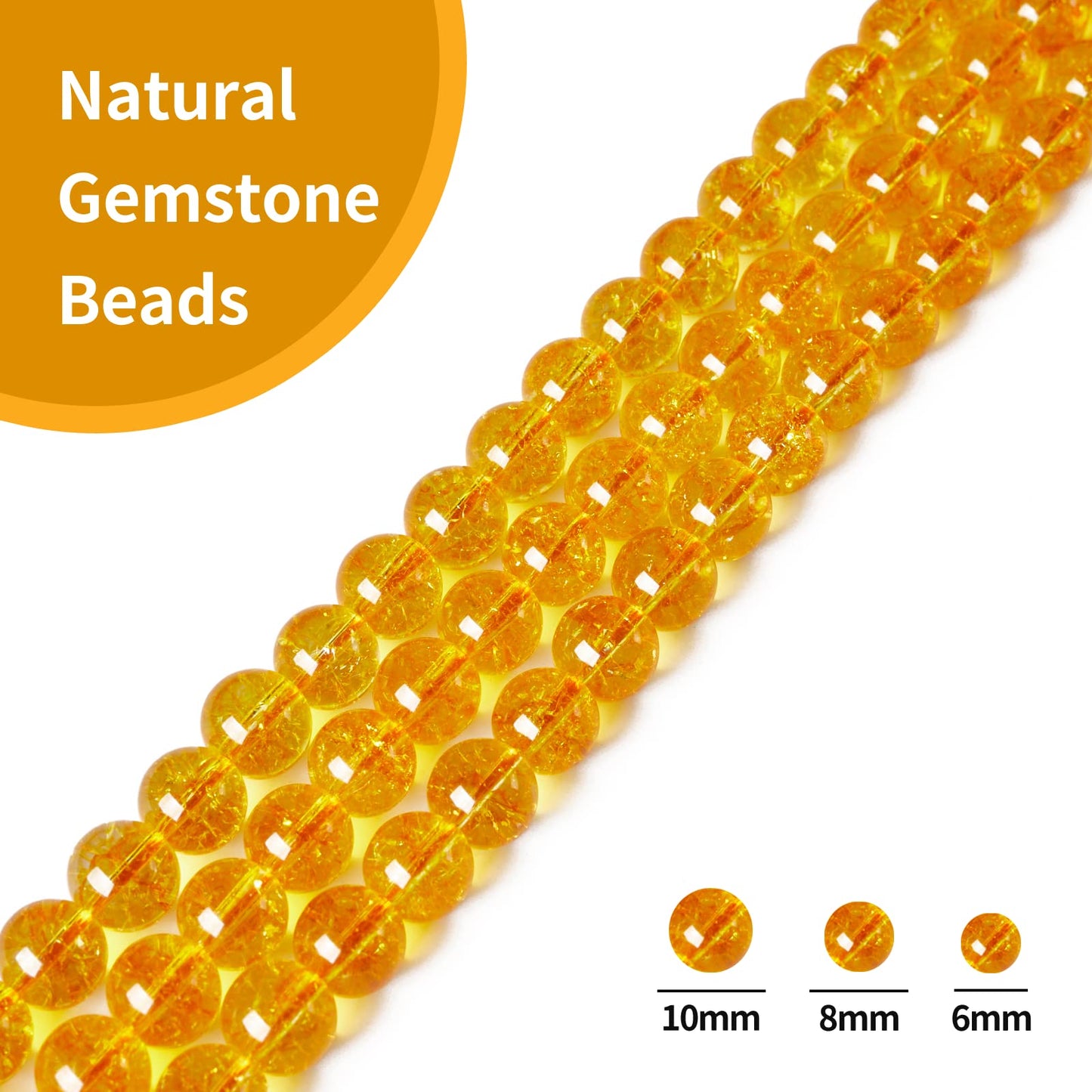 35pcs 10mm Natural Citrine Beads Gemstone Beads Round Loose Beads for Jewelry Making