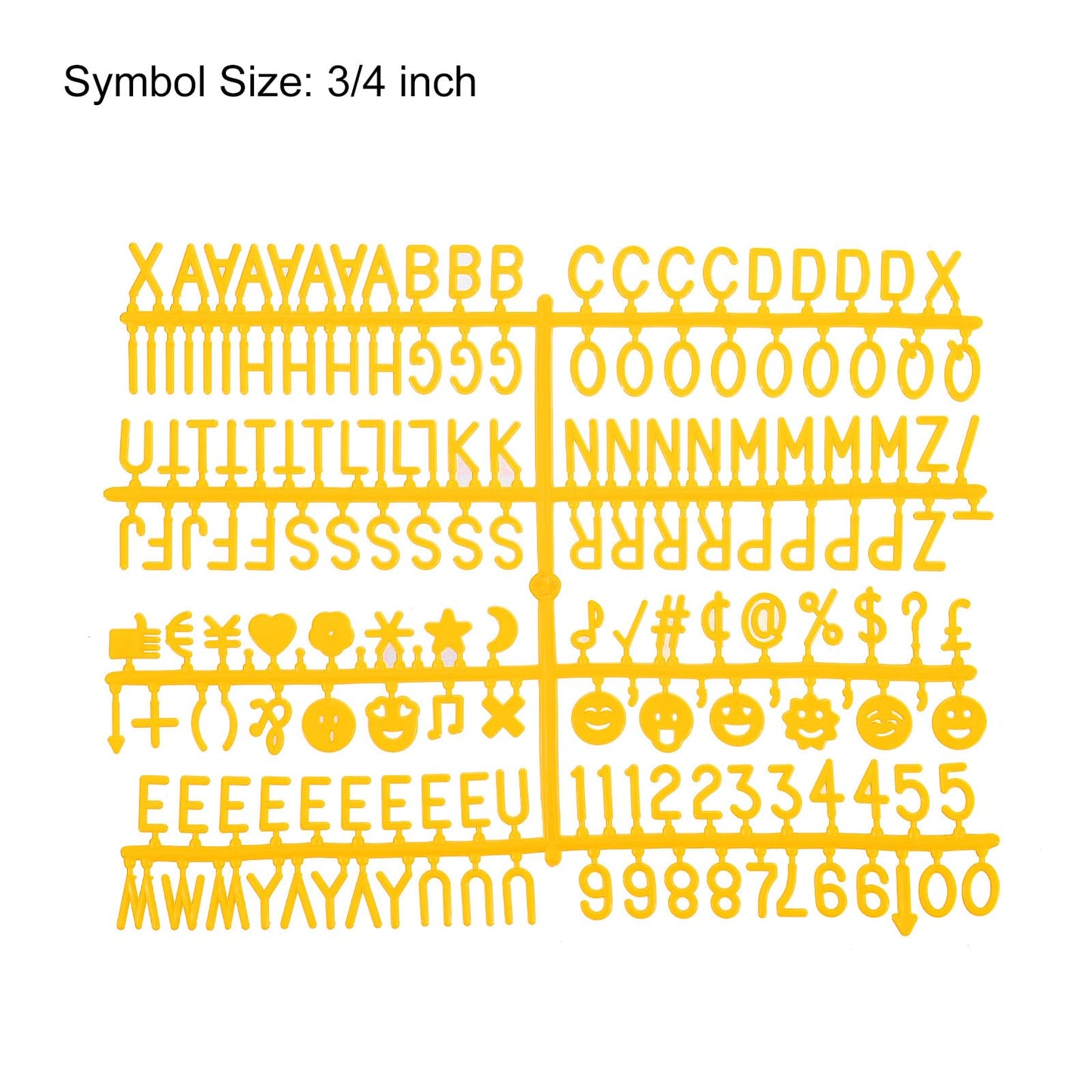 MECCANIXITY 3/4 Inch Letters Set for Felt Letter Board Numbers Symbols Bright Yellow Alphabet Message Board Changeable for Cafe, Wedding, Birthday