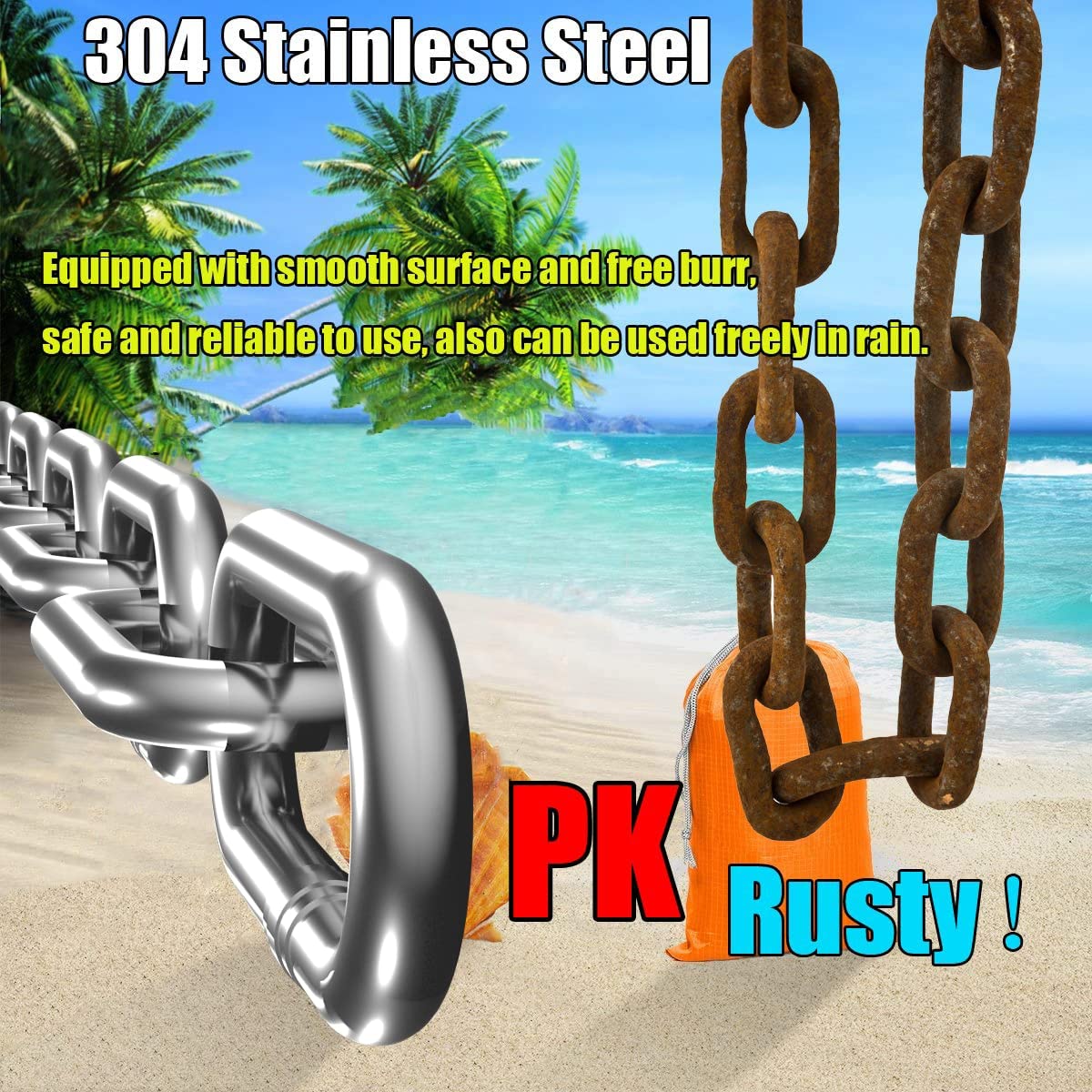 Stainless Steel Chain, Lsqurel 6.5ft Metal Link Chain 5/64in Small Light Duty Chain for Home Outdoor Camping Hanging etc (5/64in-6.5ft)