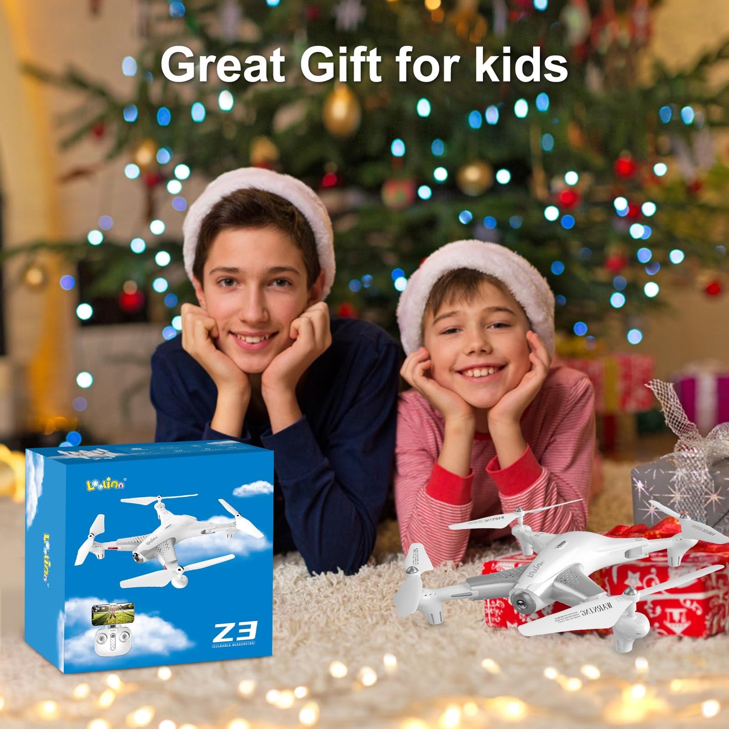 Loolinn | Drones for Kids Gift, Drone with Camera - Optical Flow Positioning Technology, 60 Minutes Long Flight Time, 3 Batteries, Stable Flight - Gift for Kids Boys Girls
