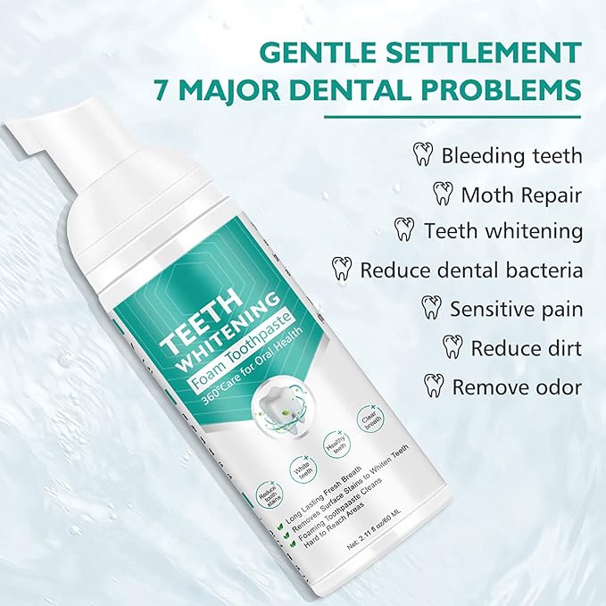 Teeth Whitening Toothpaste, 2 Pack Foam Whitening Toothpaste, Ultra-fine Mousse Foam Deeply Cleaning Gums, Stain Removal