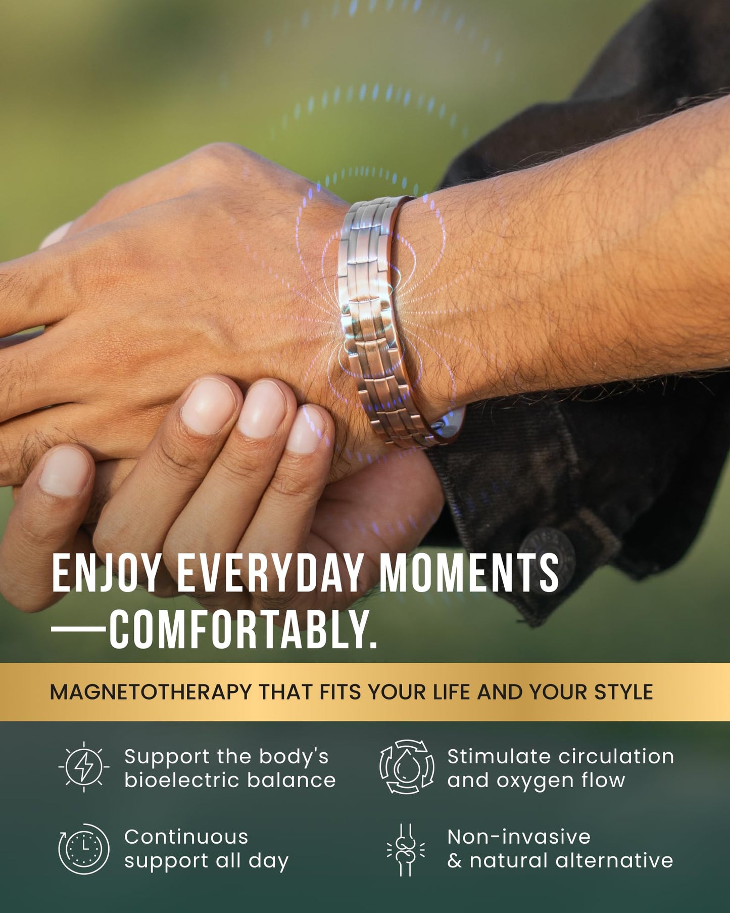 MagnetRX® Magnetic Copper Bracelets for Men – Effective 99.9% Pure Copper Bracelet for Men – Adjustable Copper Magnetic Bracelets (Stamped Chain)
