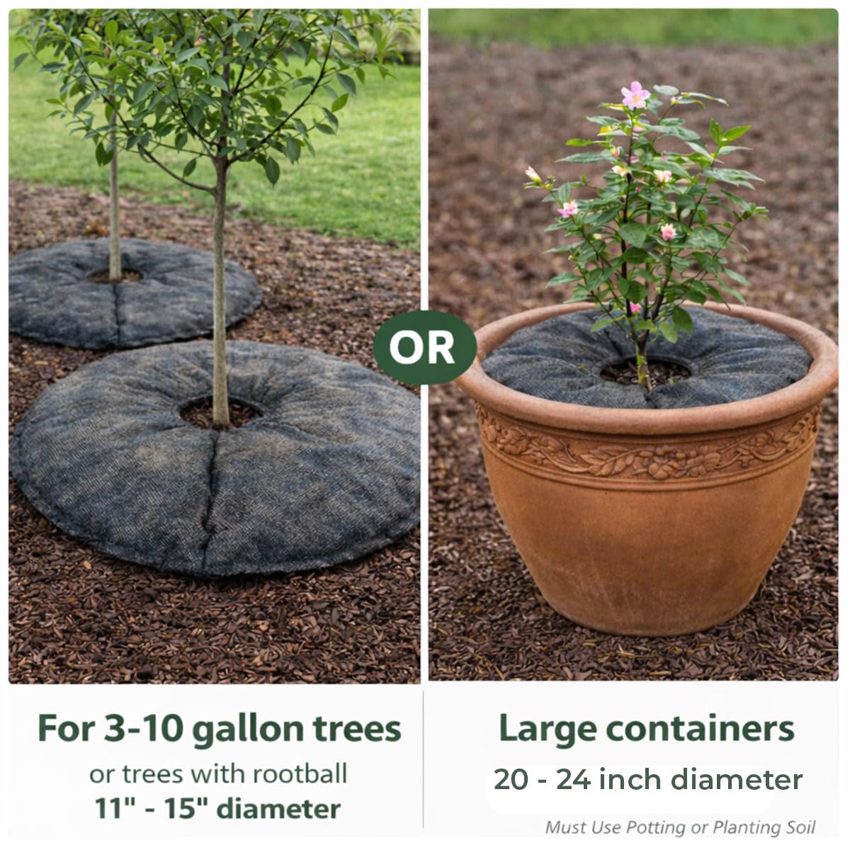 SteadySpring® 24" Smart 30+Day Tree Watering Mat - AUTO Refills with RAIN and Slow Releases As Plant Needs - for Root Balls 11" - 15" Dia Slow Release Technology Prevents Over and Under Watering (2)