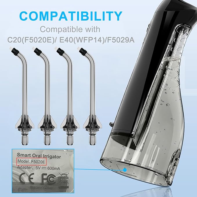 Replacement Tips for COSLUS Water Dental Flosser, 4 Orthodontic Replacement Heads Water Flosser Only Compatible COSLUS C20 (F5020E), E40 (WFP14), C31 (F5023), C50, and C51 Water Flosser