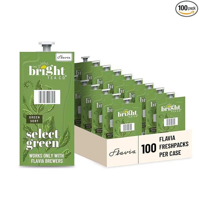 Flavia Bright Tea Co. Select Green Tea Freshpacks works only with Flavia Brewers (Case of 100)