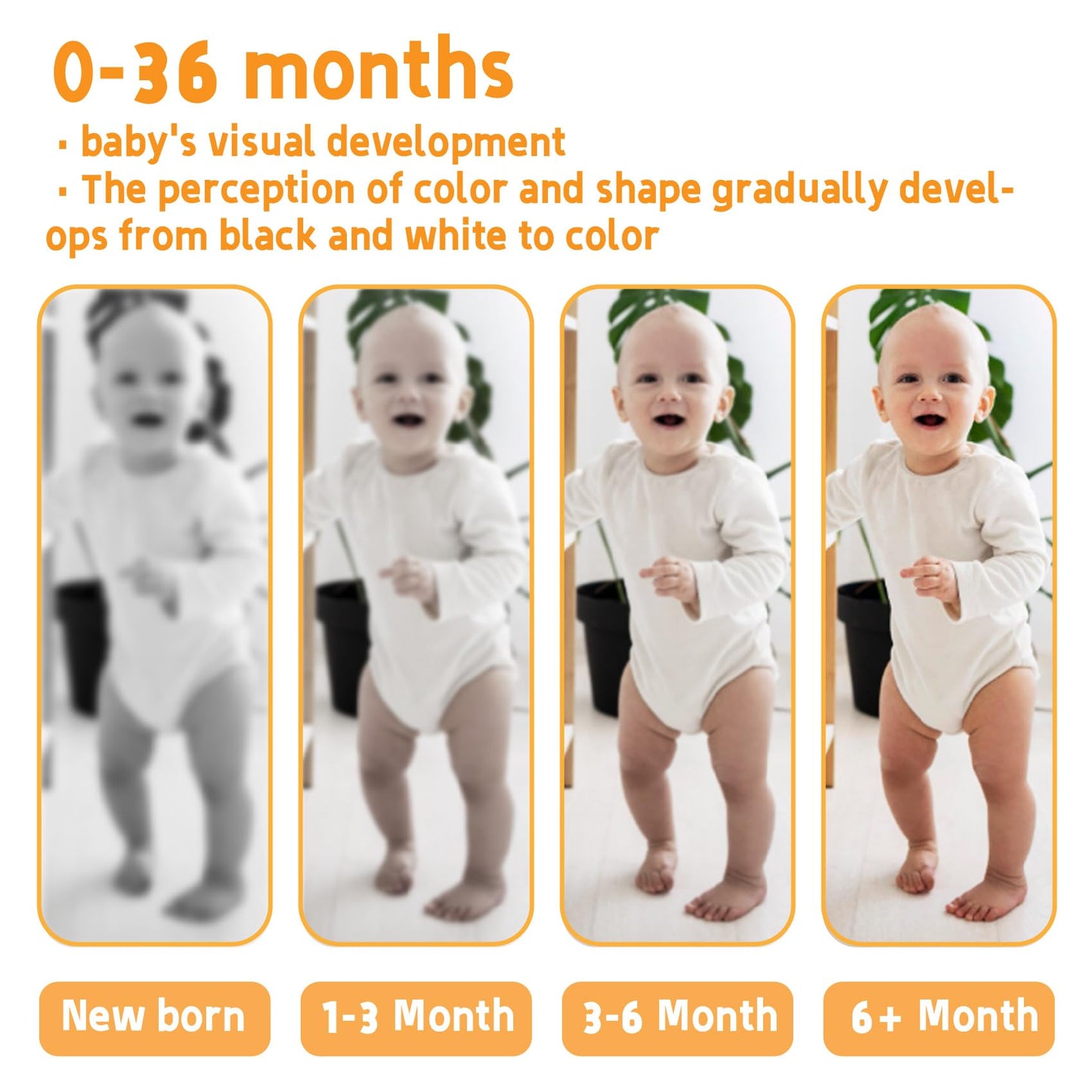 High Contrast Baby Flashcards - 120pcs Newborn Black White Visual Stimulation Learning Card for 0-18 Months Babies Activities Educational Gifts