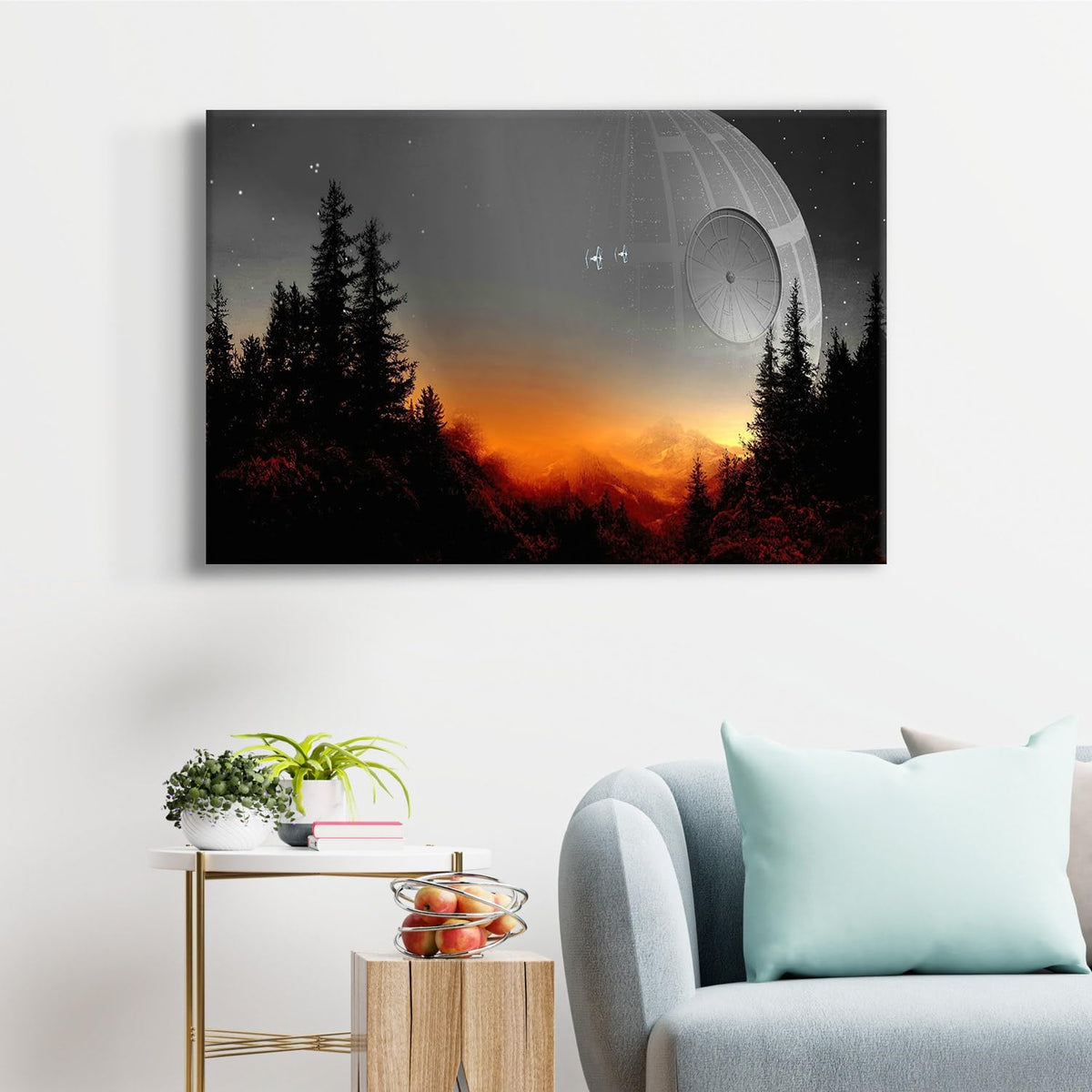 Death Star Inspired Canvas Print Wall Art | Futuristic Space Station Artwork | Smooth Surface Home Decor – Various Sizes (45in x 30in Gallery Wrapped)