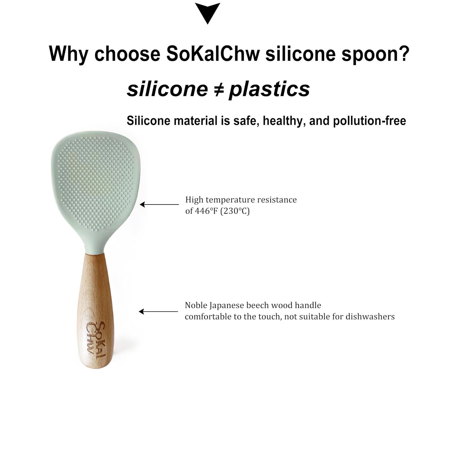 SoKalChw Standing Silicone Cooking Spoon and Rice Spoon with Wooden Handle, Great for Cooking, Mixing, Scoop, Scrape, Non stick Heat Resistant(Green)