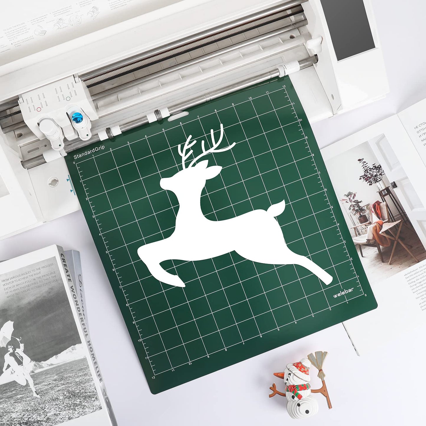 Welebar 5 Pack Cutting Mats for Silhouette Cameo 5/4/3/2/1, 12x12 Inch StandardGrip/LightGrip/StrongGrip/FabricGrip, Cutting Mats for Sewing, Quilting, Crafts