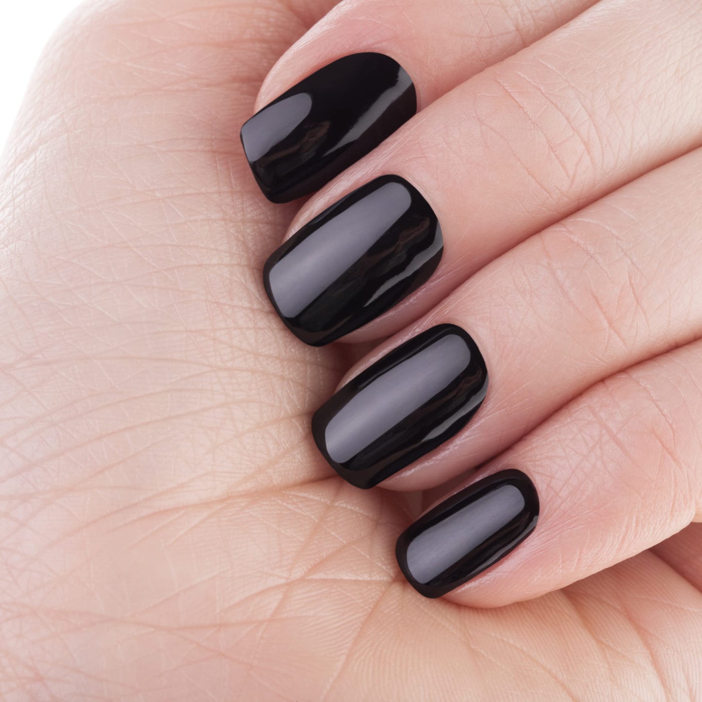 ALICE & BELLA Semi Cured Gel Nail Strips-20 PCS Solid Black Nail Strengthening Gel Stickers, Use with UV Light Lamp, Salon Quality Manicure Wraps (Glossy Solid Black)