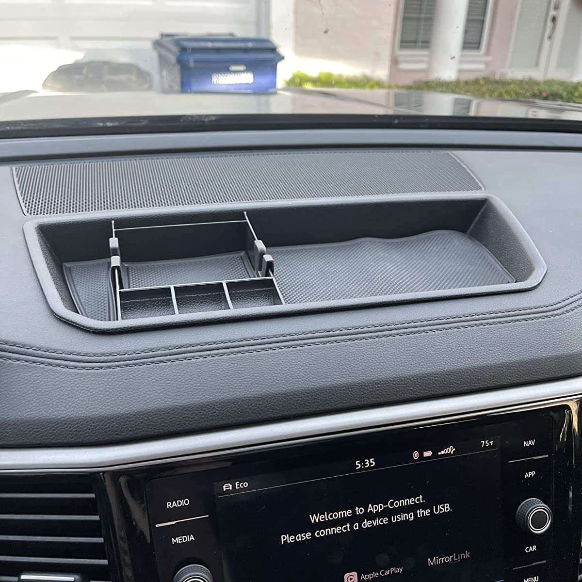 EDBETOS Interior Dashboard Storage Box Organizer Holder Tray Compatible with Volkswagen Atlas 2018 2019 2020 2021 2022 2023 Dash Mounted Holders Accessories