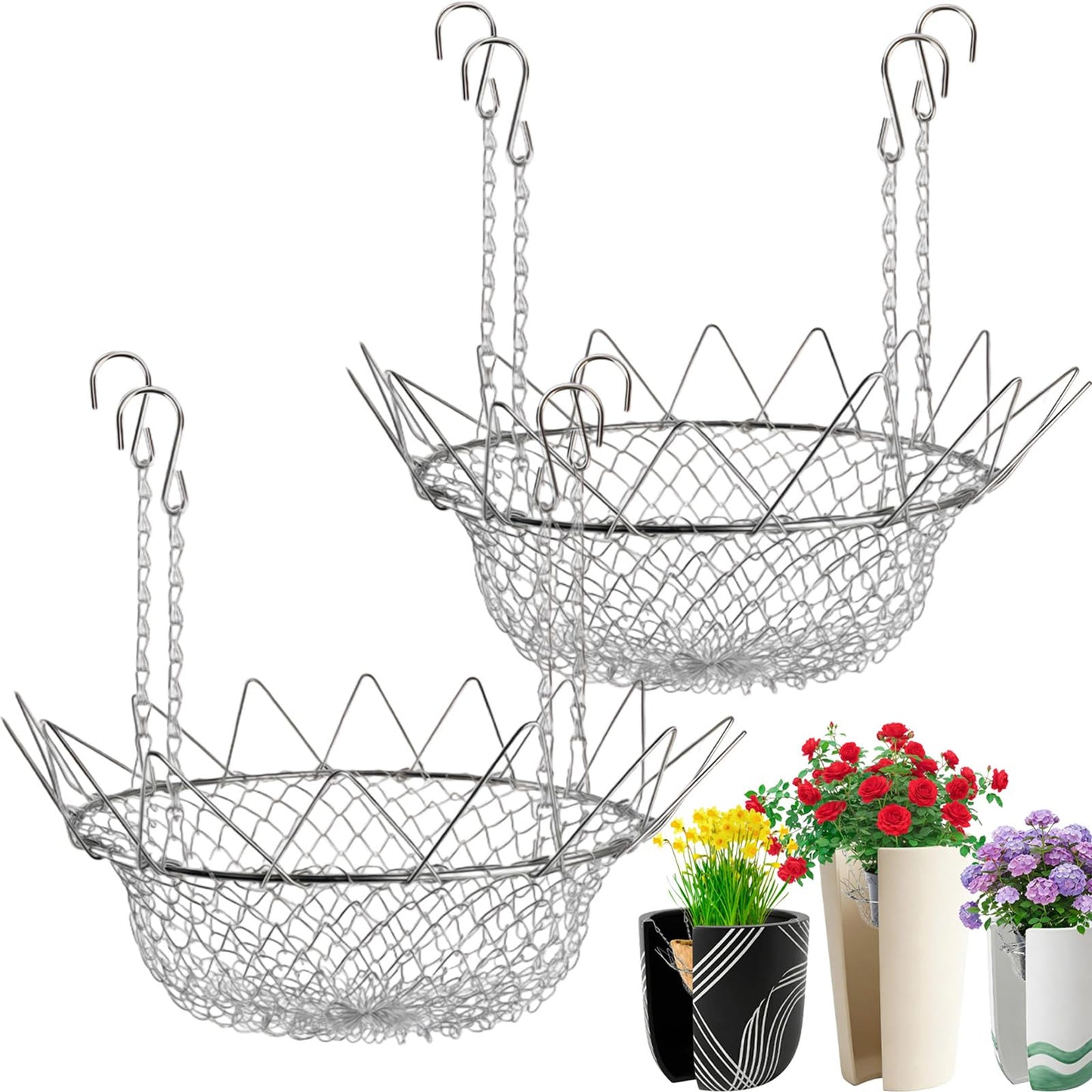 LKYAL Adjustable Planter Insert, Sleek, – Durable Premium Heavy Duty Riser, Chains Fillers Outdoor Indoor, Flower Potted Home, Outdoor Indoor Flower Potted Home Modern Compact (2)