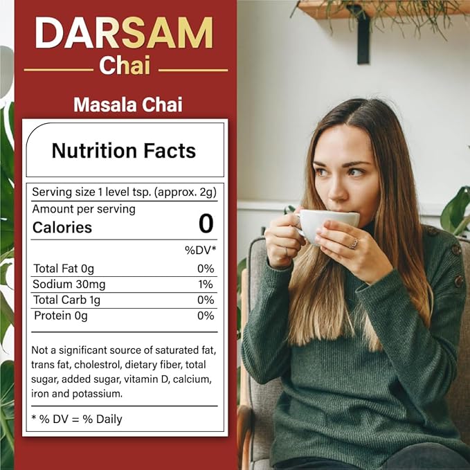 Darsam Masala Chai - 8.8oz (250g) | Premium Assam Black Tea with Cardamom, Cinnamon, Cloves, Ginger & Black Pepper | Freshness Locked in Airtight PET Jar | Non-GMO & Gluten-Free