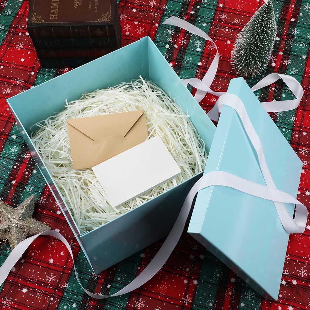Large Gift Box with Lid 12.5x12.5x10 Inches, Blue Gift Boxes for presents Packaging for Birthdays, Valentine's Day, Christmas, Anniversaries (Include Shredded Paper Fill, Envelope Card Ribbon)