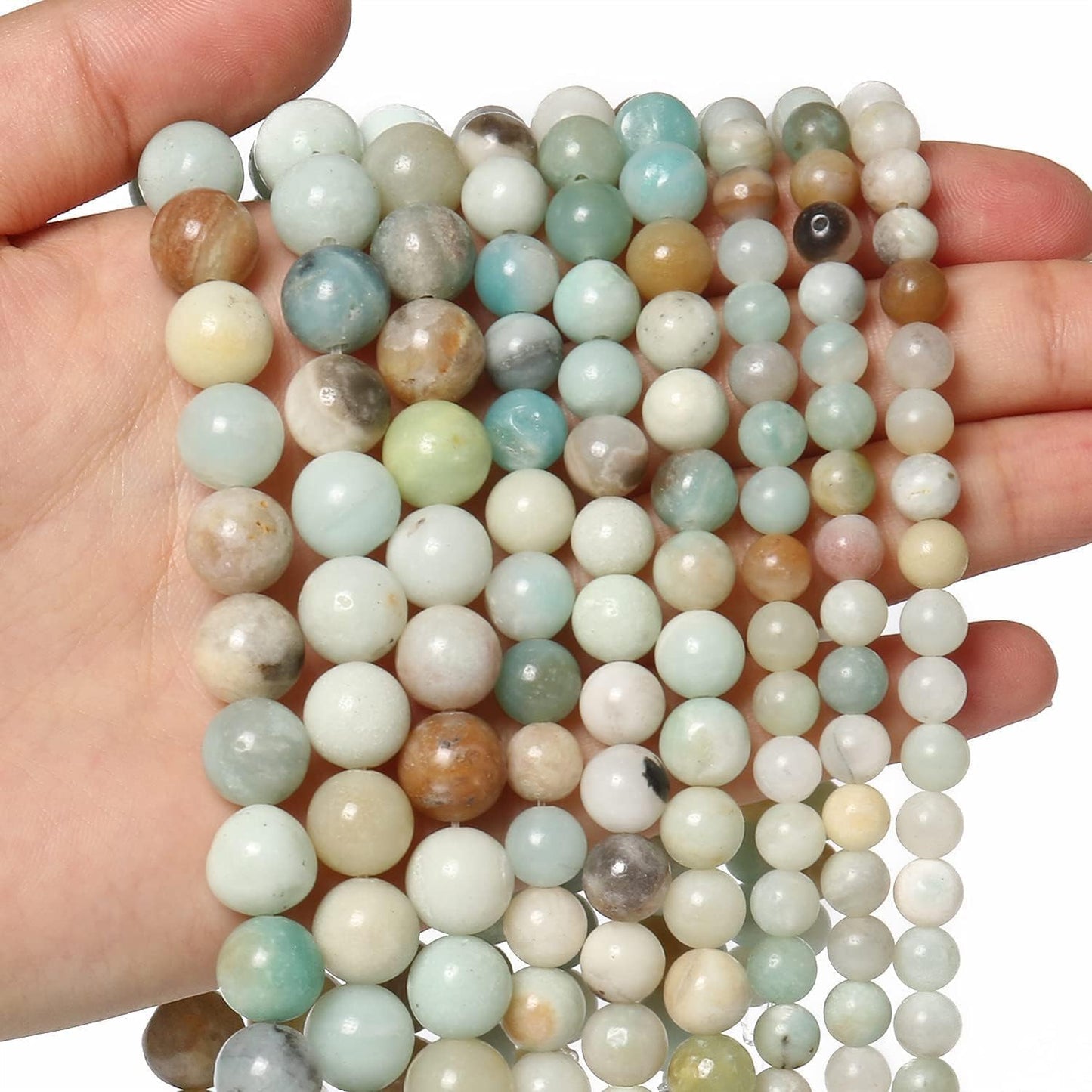 60pcs 6mm Natural Stone Beads Amazonite Beads Crystal Gemstone for Jewelry Making, DIY Bracelet Necklace