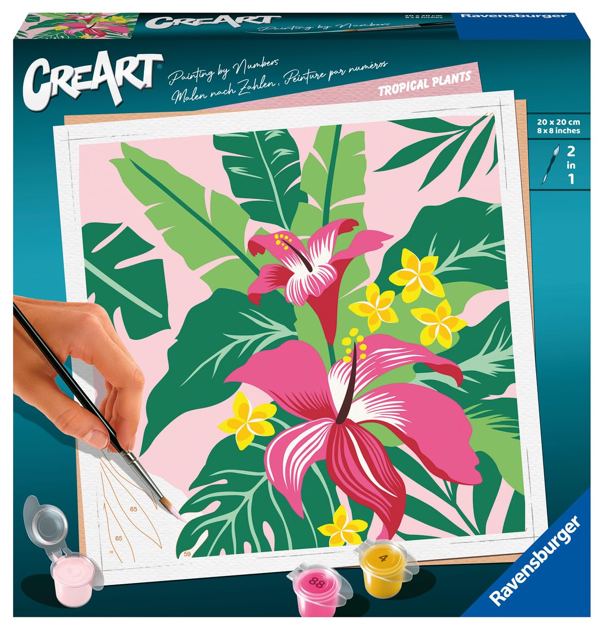 Ravensburger CreArt Tropical Plants Paint by Numbers Kit for Adults - 23518 - Painting Arts and Crafts for Ages 12 and Up