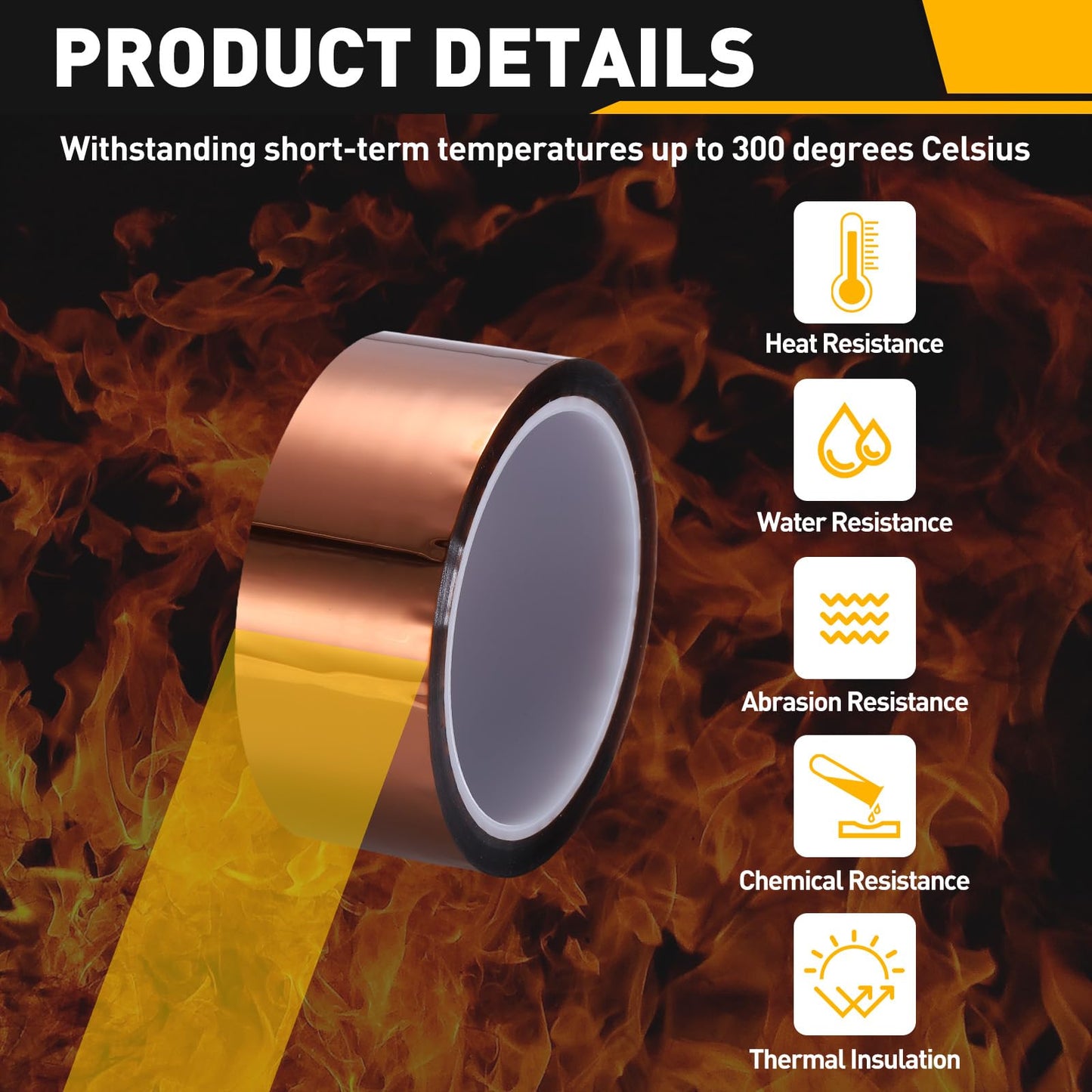 uxcell 2 Rolls Heat Tape, 40mm x 33m (108ft) Polyimide Heat Transfer Sublimation Tape No Residue High-Temperature Resistant Tapes for Heat Press Soldering Circuit Board, Brown