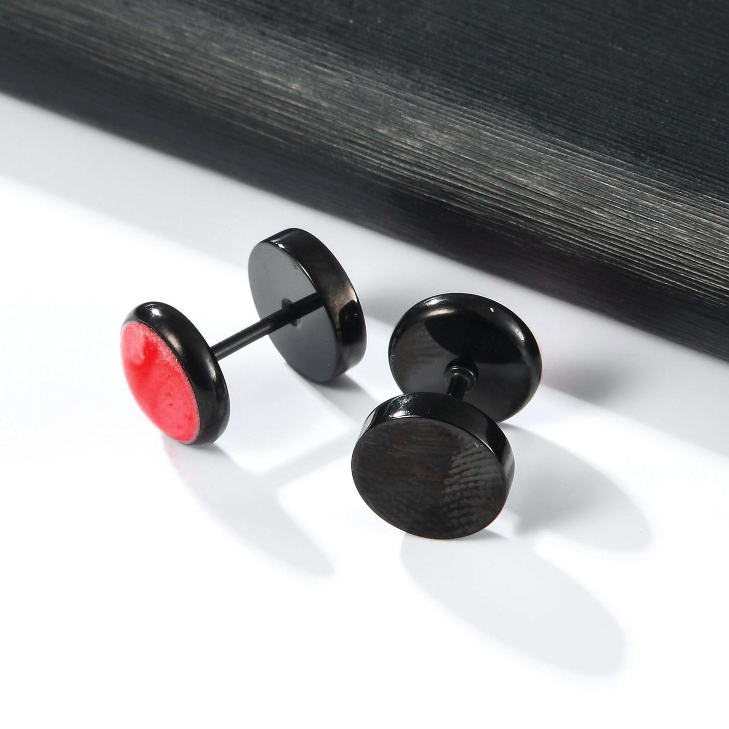 Titanium Red Screw Flat Back Earrings Hypoallergenic for Sensitive Ears Barbell Black Gold Plated Surgical Stainlesss Steel Screw Back Earrings for Women Men Punk Helix Piercing Ear Studs