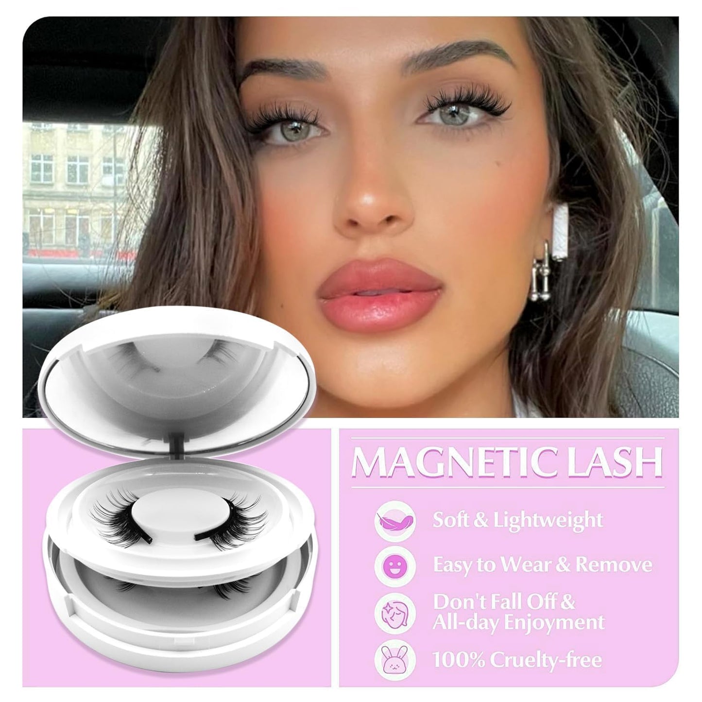 Ginani Magnetic Lashes,Magnetic Eyelashes with Applicator,2025 New Reusable Magnetic Lashes Natural Look No Glue or Liner Needed(Natural+Natural)