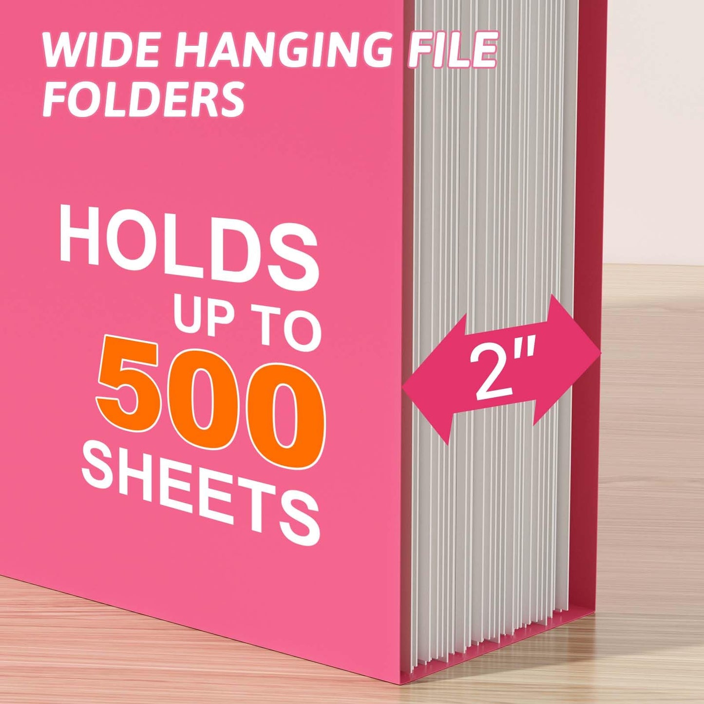 Nordun Extra Capacity Plastic Hanging File Folder Letter Size,12 Pack Reinforced Hang Folders with Heavy Duty 2 Inch Expansion,Pink Hanging File Folder Designed for Bulky Files