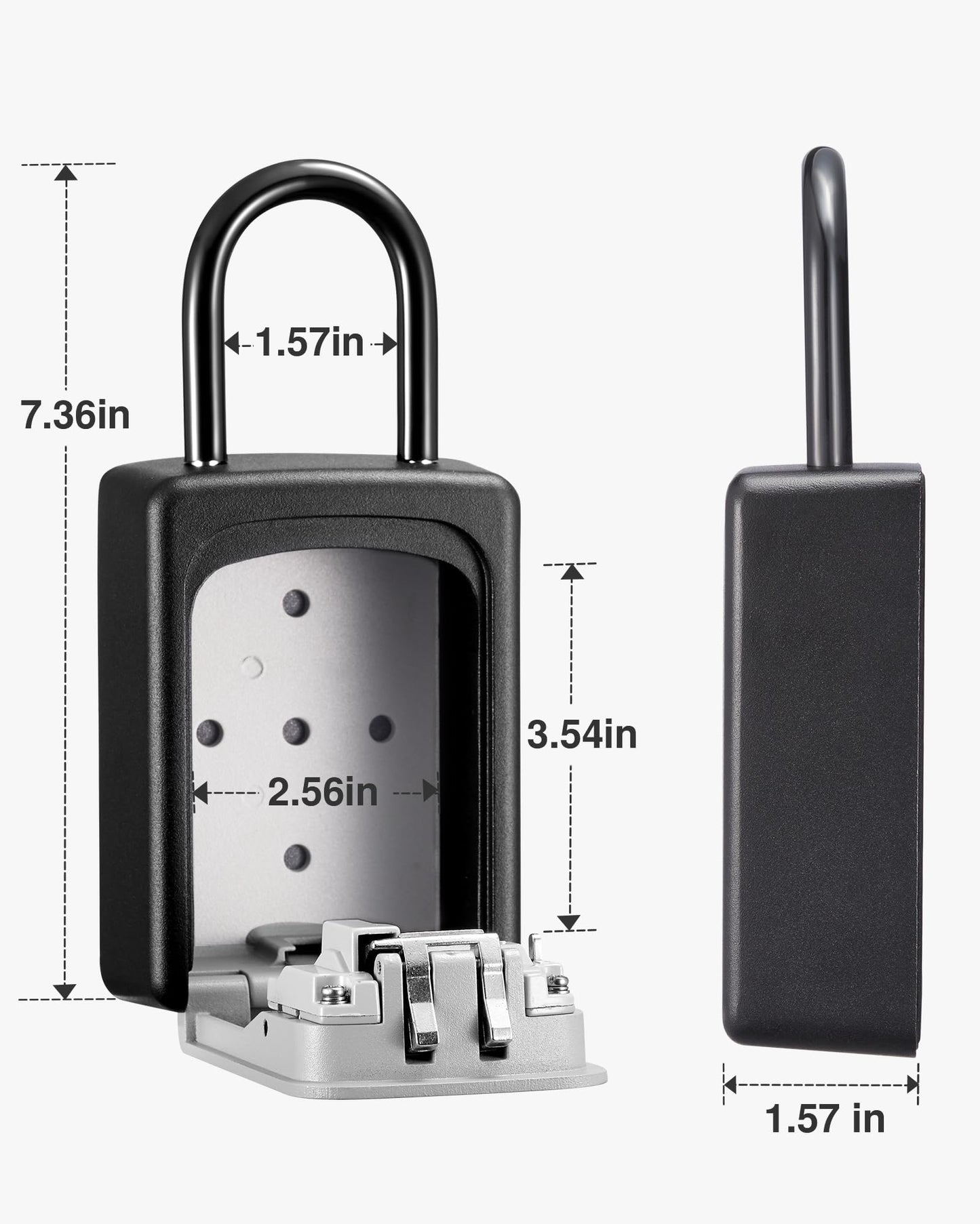 Puroma Lock Box, Large Key Lock Box Resettable Combination Code Lockbox, Portable Wall Mount Lockbox Security Safe Box for Outside Outdoor Home Office Door Handle House Key, Gray (1 Pack)