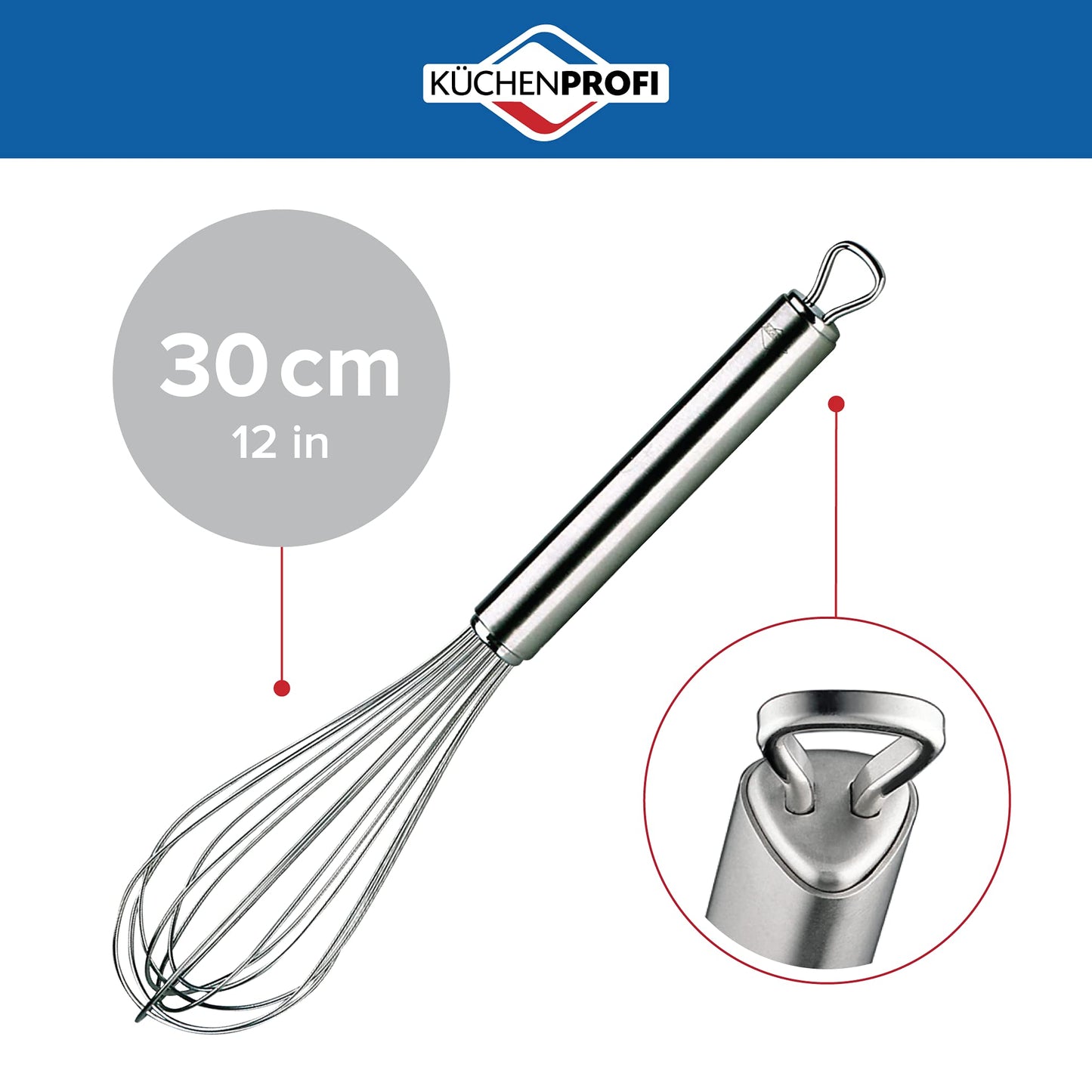 Küchenprofi Stainless Steel Whisk, Hand Whisk for Eggs, Batter, and Dough, Metal Whisk for Kitchen Use, 12 Inches