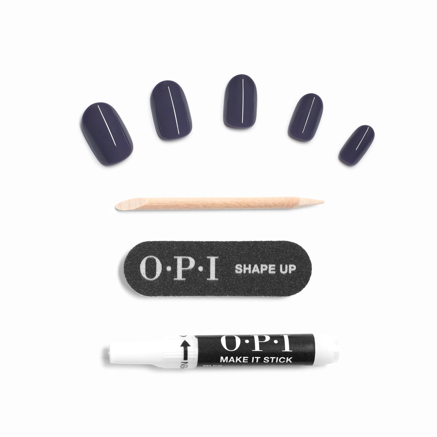 OPI On Point Less is Norse | Short Round Dark Deep Blue Press On Nails | 24 Count with Nail Glue | Long Lasting, Reusable, Non-damaging | Fall 2025 Shades