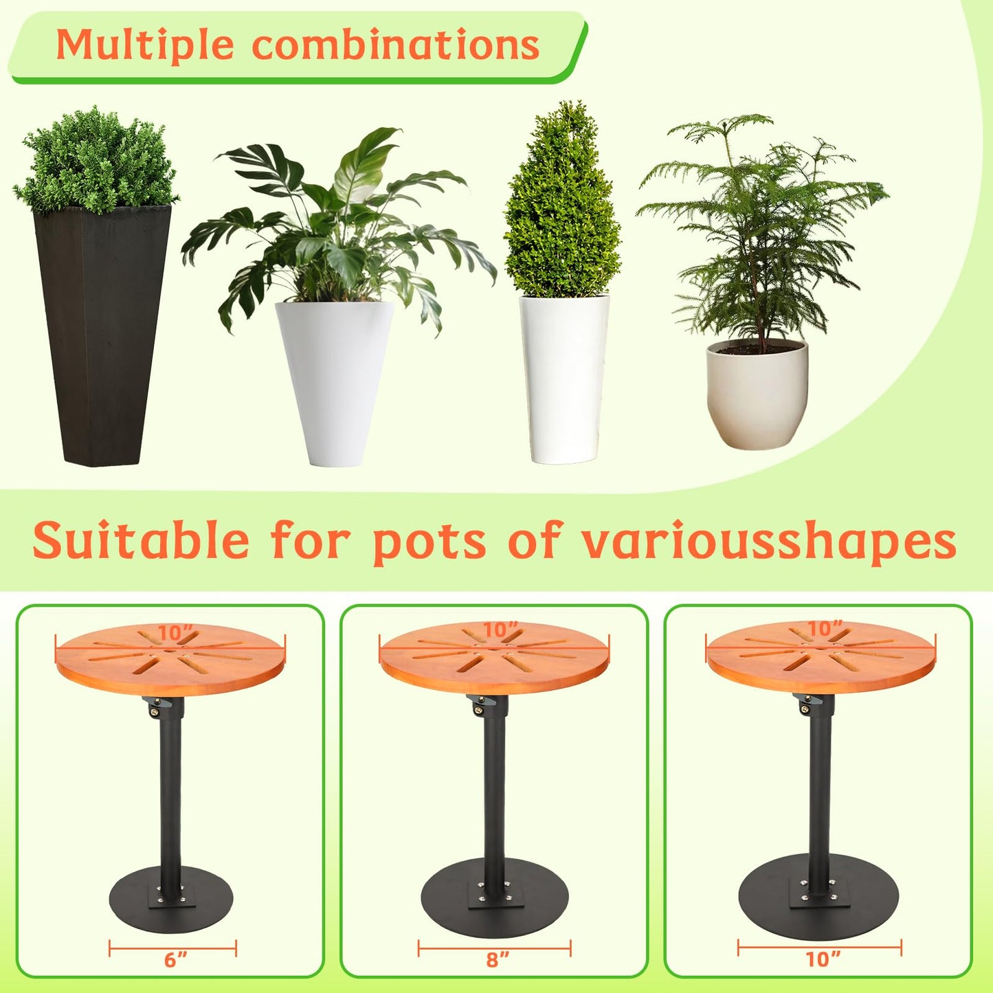 EXCELFU Adjustable Plant Risers for Inside Pots,Planter Inserts for Large Pots and Tall Flower Plant Containers Indoor and Outdoor,12-21” Rise, 6" Base, 10" Top-1pack