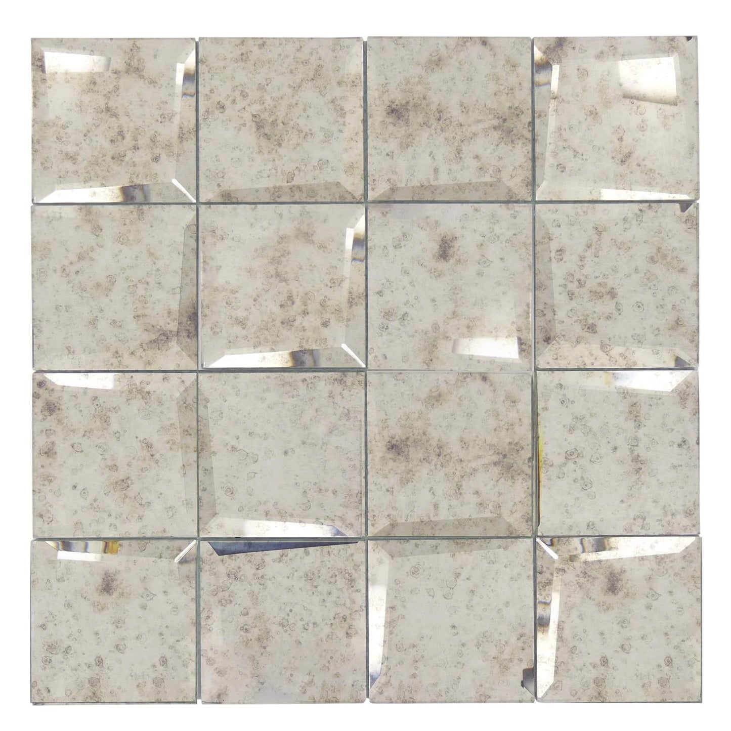 Diflart Peel and Stick Mirror Backsplash, Light Antique, 3x3 Inch, Beveled Mirror Square Kitchen Bar Wall Tile (2 Sq.ft, 32 Pcs)