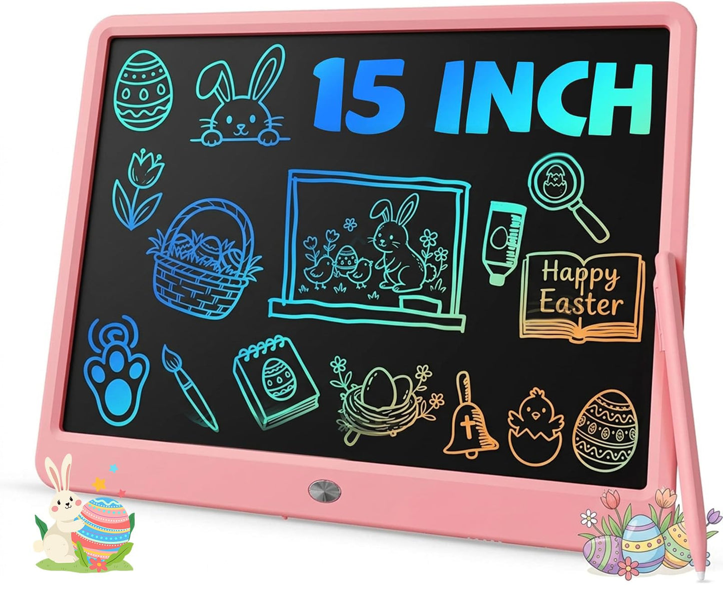 TEKFUN 15 Inch LCD Writing Tablet for Girls Ages 8–12, Large Drawing Tablet for Kids, Screen-Free Writing Pad for Learning & Quiet Time, Creative Christmas Gift for 8 9 10 Year Old Girl (Pink)