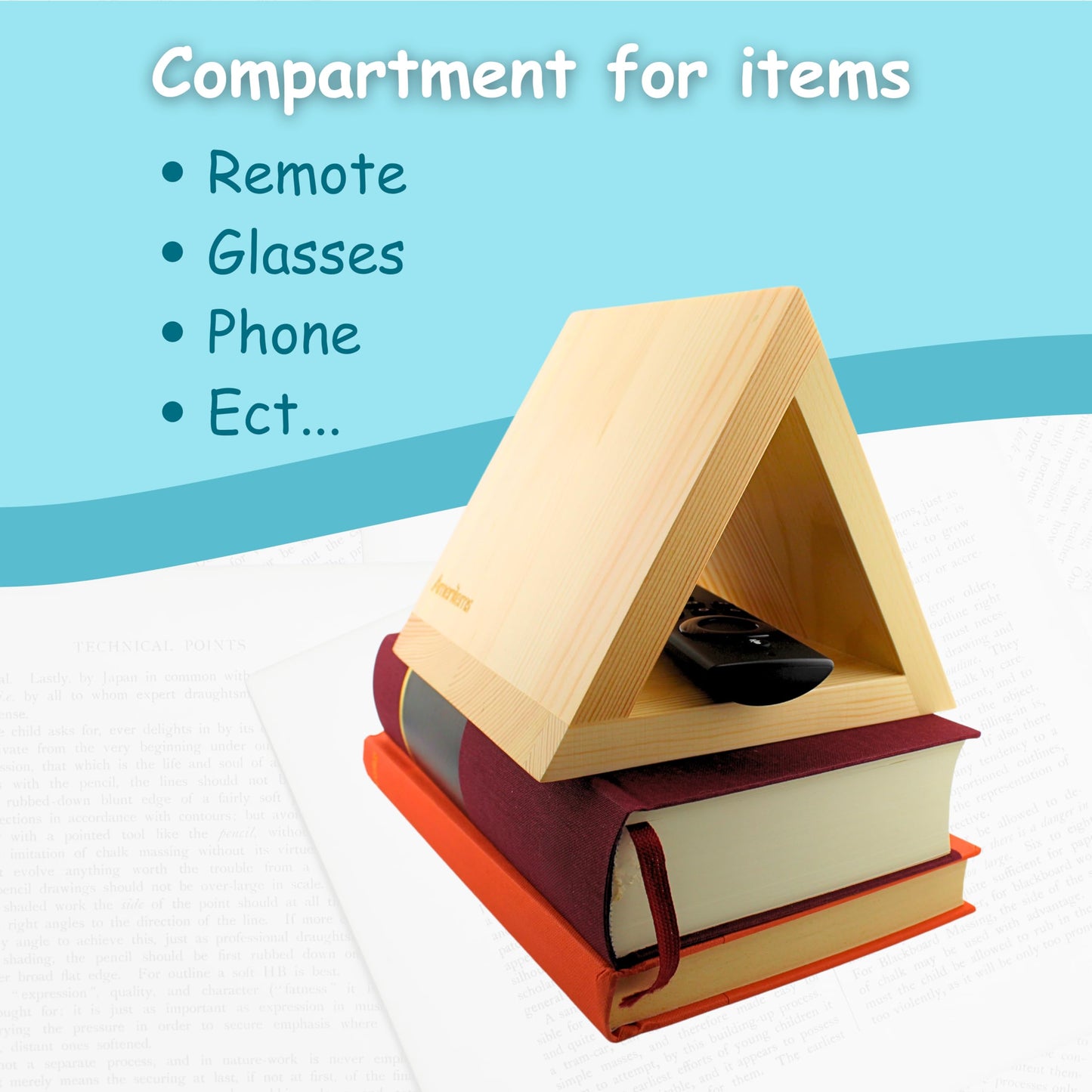 AMERITEMS Triangle Book Stand - Page Holder for Reading and Book Lovers Gifts