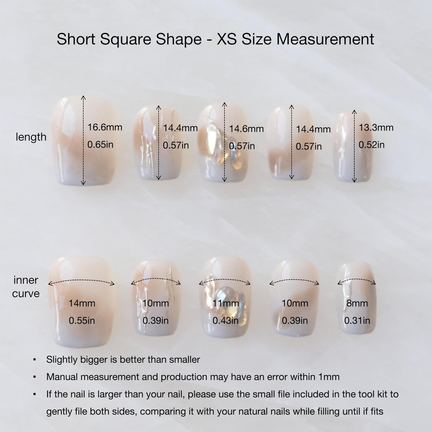 [GLORS] Purely Handmade Press On Nails | Mist Forest - Gradient High-end Elegant Wearable Fake False Nails | Salon Quality in Short Square 10 pieces(XS, SS)