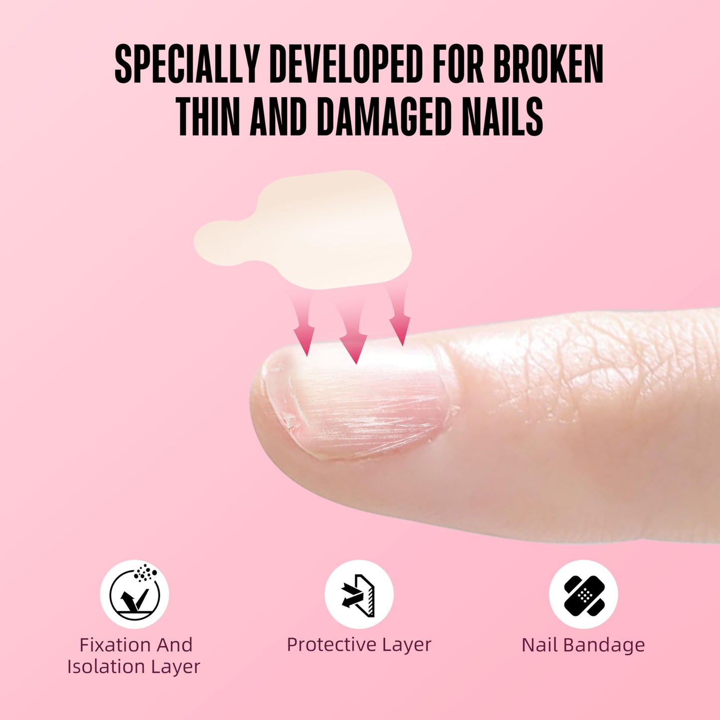 NOVO OVO Pre-cut Nail Repair Sheets, Fixation & isolation layer, Bandage for Broken Nail-Surface, Recovery Protective layer for Acrylic, Invisible Instant and Easy to use 75 units