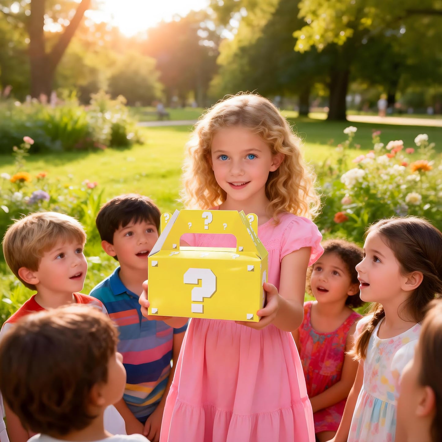 12 Pack Pixel Video Game Question Mark Birthday Party Candy Boxes, Yellow Surprise Gift Boxes with Handles for Adults, Boys & Girls, Ideal for Pixel Mining World Theme Party Favors and Decorations
