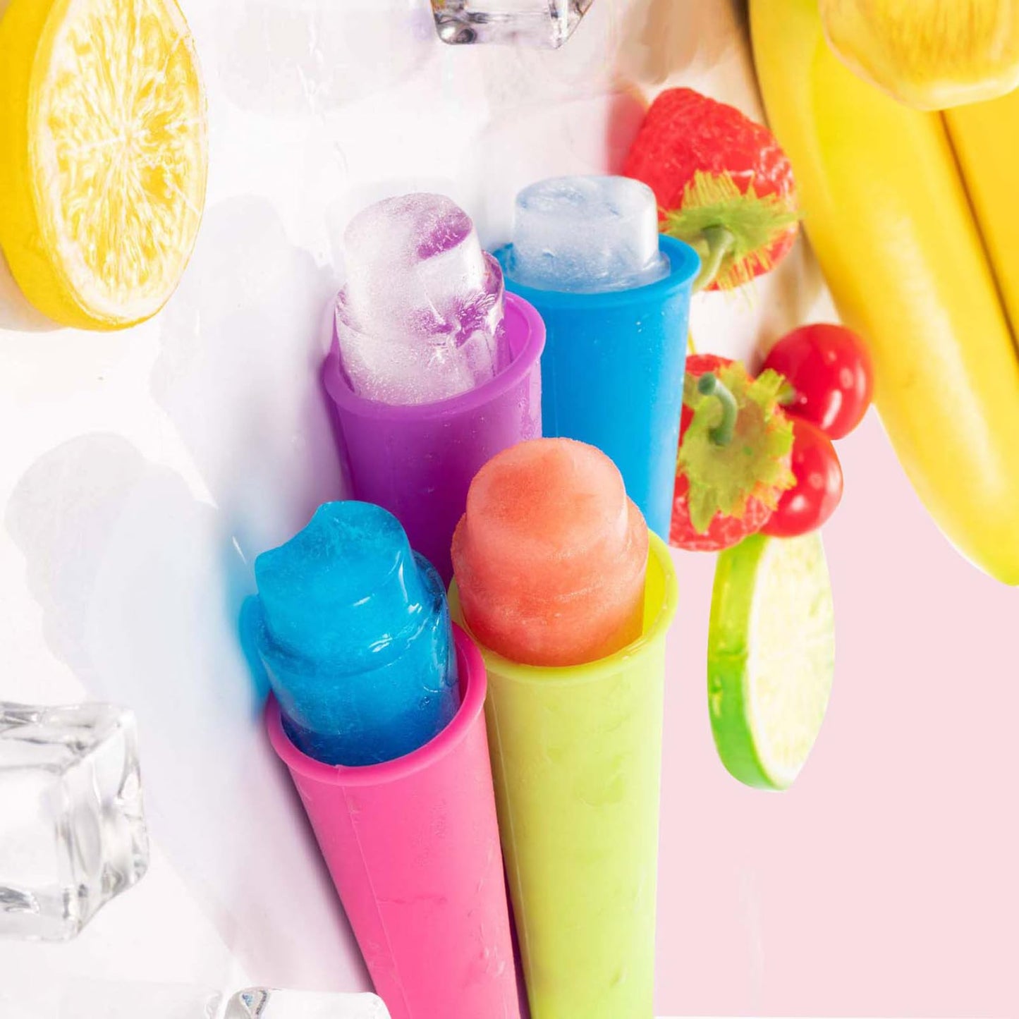 Silicone Ice Pop Mold Wpunwen Popsicle Molds with Lids 6 Pcs Silicone Popsicle Molds Reusable Popsicle Tubes with Clean Brush Durable Pure Color