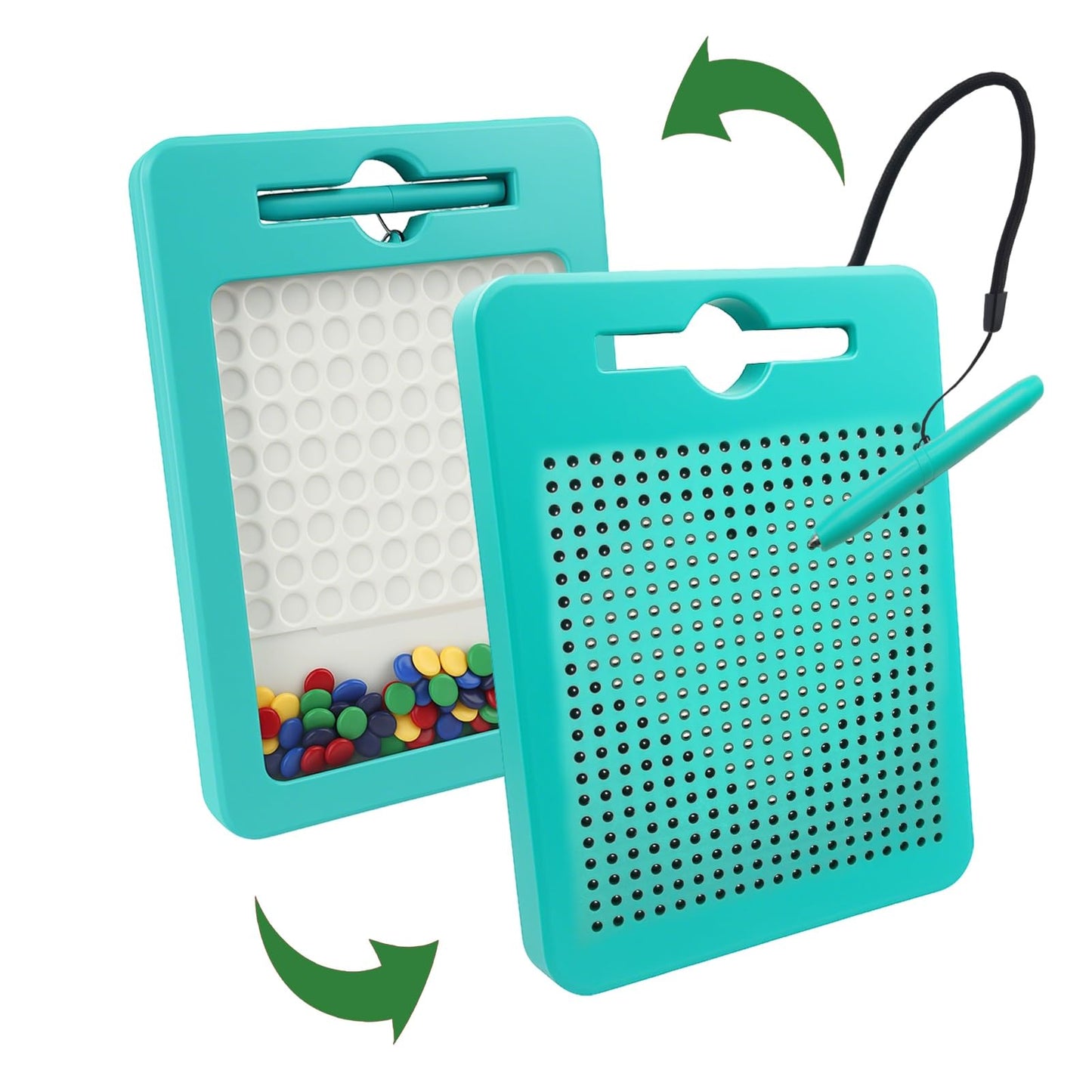 Svance 2-in-1 Double-Sided Magnetic Drawing Board for Kids & Toddlers Magnet Doodle Board with Beads, Magnetic Dot Art Toys, Road Trip Car Activities for Kids