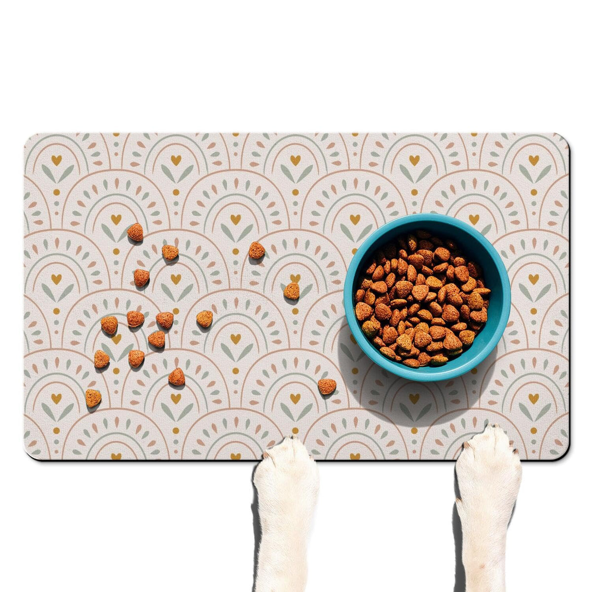 Absorbent Pet Dog Bowl Mat for Food and Water, Pet Cat Food Feeding Mat with Non Slip Rubber Backing, Dog Food Mats for Floors Waterproof, 17"x30"