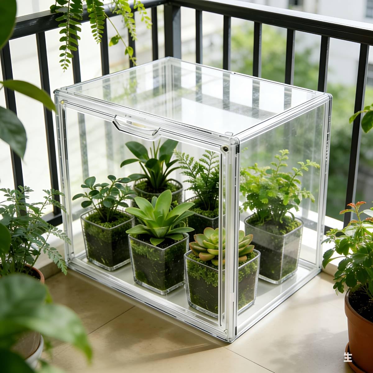 Mini Greenhouse for Indoor, Clear Stackable Green House with Magnetic Waterproof Door for Small Plants