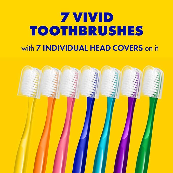 WAY.V Extra Soft Toothbrush Refill for Adults Sensitive Gums and Teeth with Individual Head Covers, 7 Pcs Manual Toothbrushes - Family and Guests - Green (7 Counts, Soft Bristle)