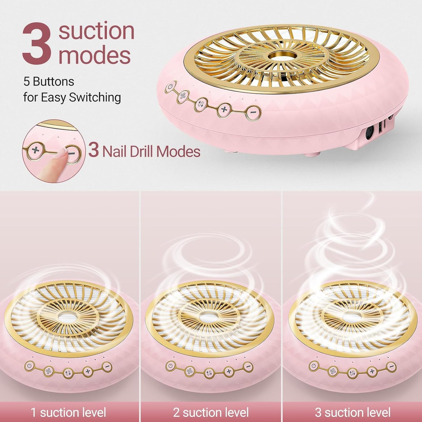 YLYYCC 2 in 1 Nail Dust Collector Quiet, 5000RPM Vacuum Fan Extractor with Reusable Filter & 30000RPM Electric Nail Drill File Professional with 6 Bits - Home/Salon Use, Pros Tech & Beginners