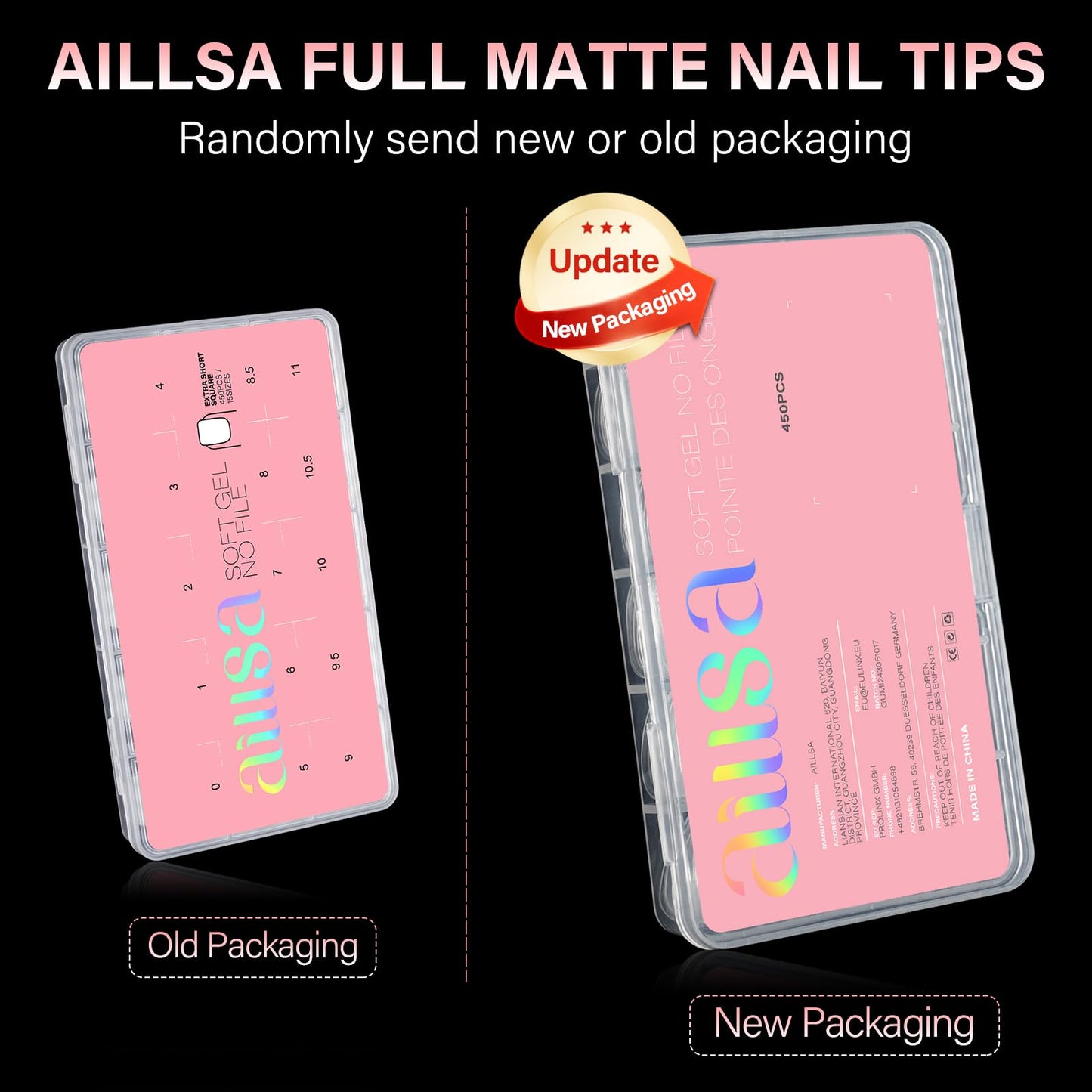AILLSA Extra Short Square Nail Tips 450PCS Full cover Clear Nail Tips Matte No Need Files Upgraded Press on False Nail Tips for Nail Extension Fake Nail Tips Manicure 15 Sizes