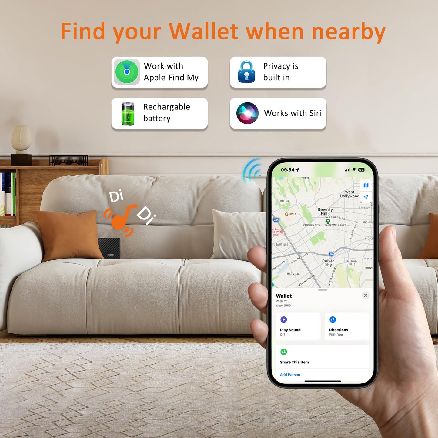 Smart Mens Wallet with Tracker, Only with Find MY APP(IOS), Front Pocket Wallets for Men, Slim Leather with 2 ID Window, Trackable Minimalist Credit Card Holder with Gift Box (Black1)