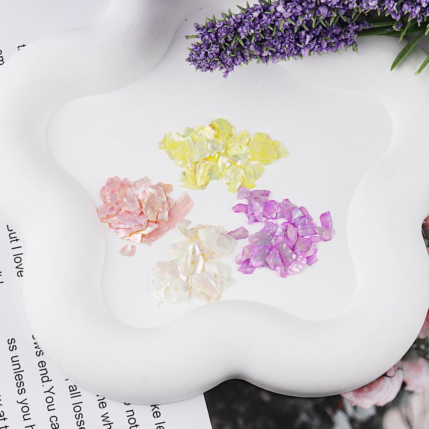 4 Boxes Abalone Seashell Nail Art Sequins, 3D Aurora Seashell Slices for Nails, Irregular Mermaid Shell Nail Glitter Flakes for Women Manicure Decoration DIY Crafts Nails Art Designs