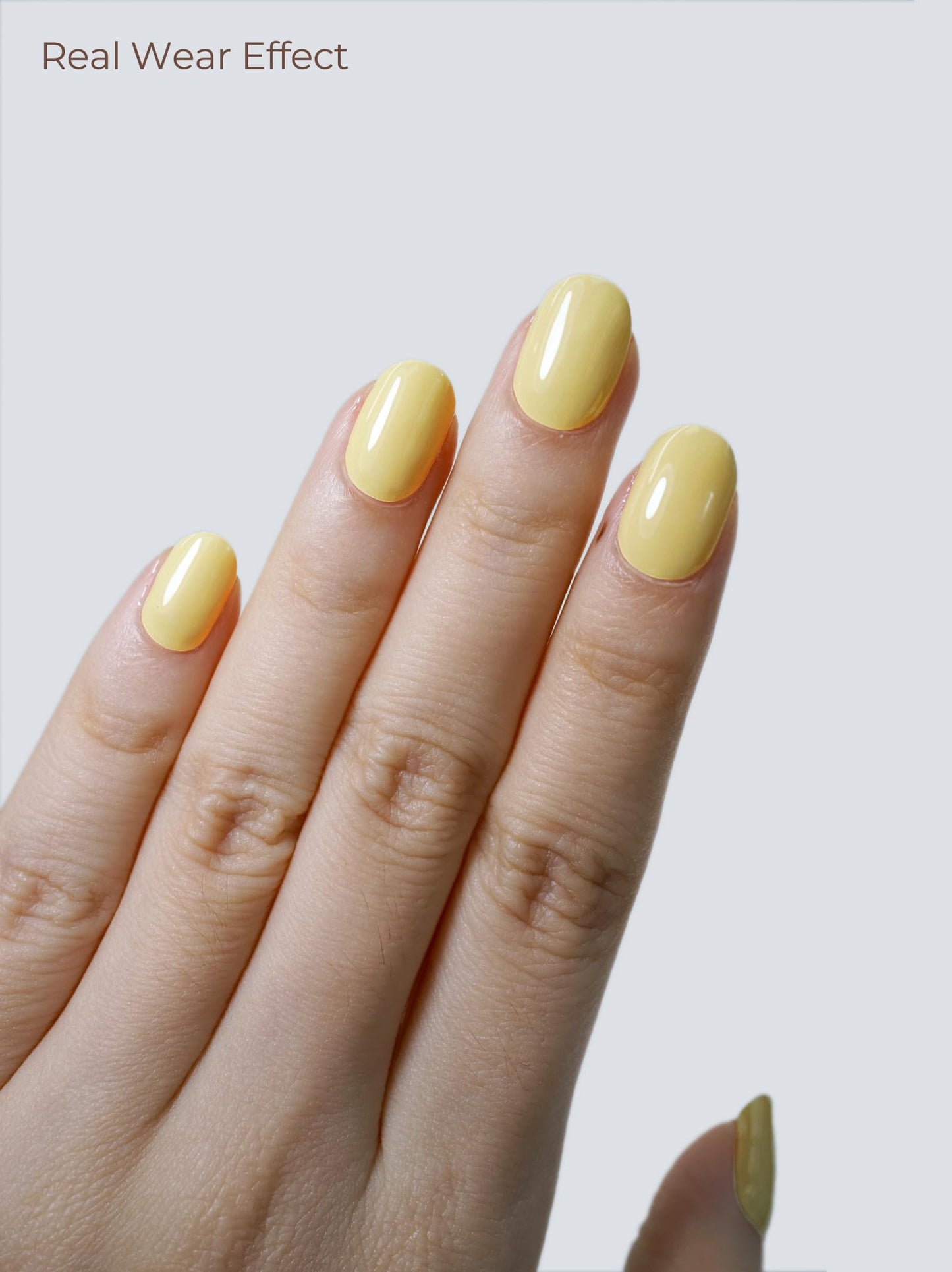 Beaolata Real Gel Nail Strips (No UV Light Needed) - 44Pcs Salon Quality Nail Stickers - Long Lasting Polish Wraps for Women, Easy Apply & Remove (Butter Chic Yellow)