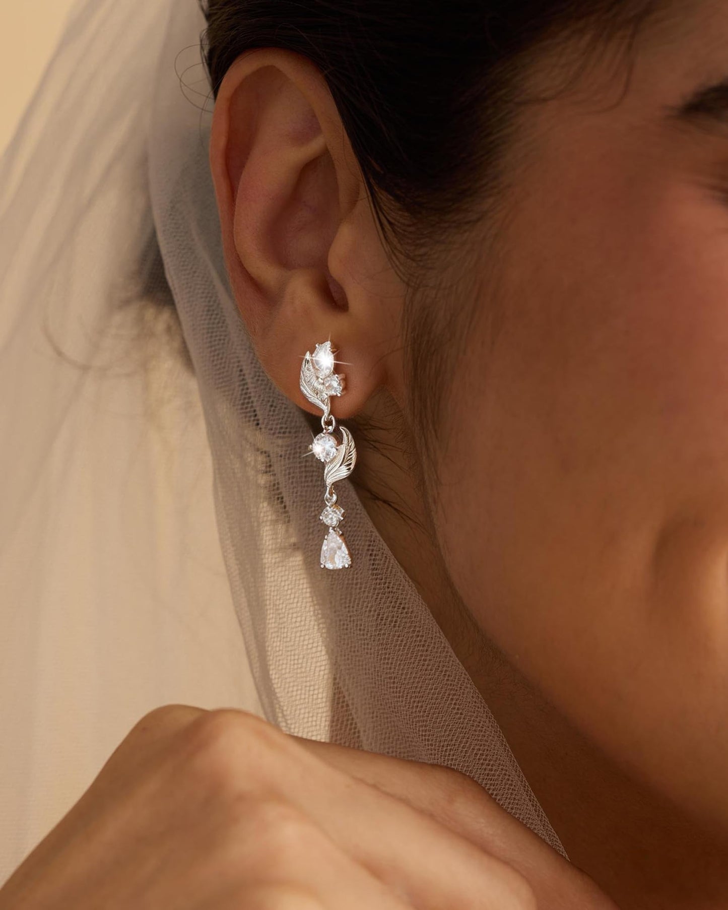 925 Sterling Silver Dangle Earrings for Women Trendy Brides Drop Dangle Cubic Zirconia Elegant Prom Bridal Bridesmaids Wedding Anniversary Dangling Jewelry