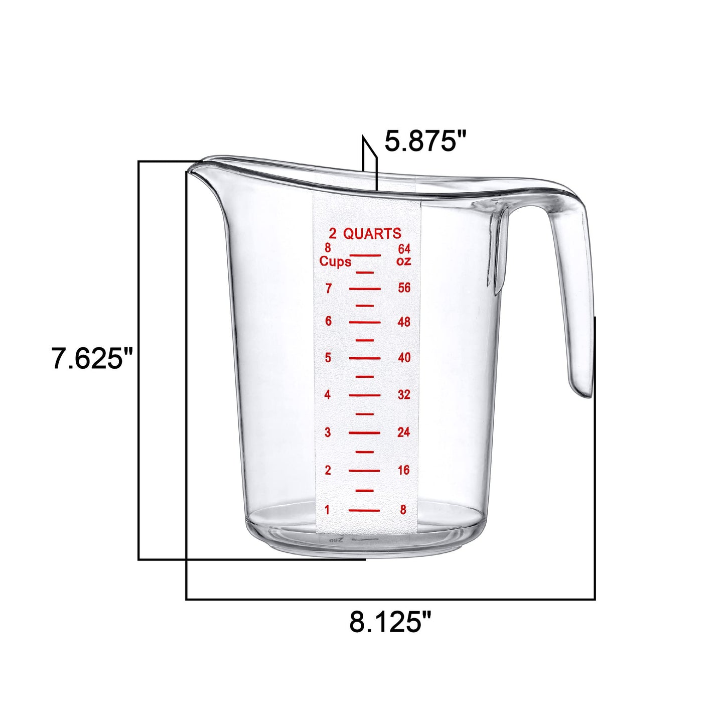 Amazing Abby - Melissa - 64-Ounce Plastic Measuring Pitcher (2-Pack), 8-Cup (2-Quart) Food-Grade Measuring Jug, Unbreakable, Stackable, Dishwasher-Safe, Great for Oil, Vinegar, Flour, and More