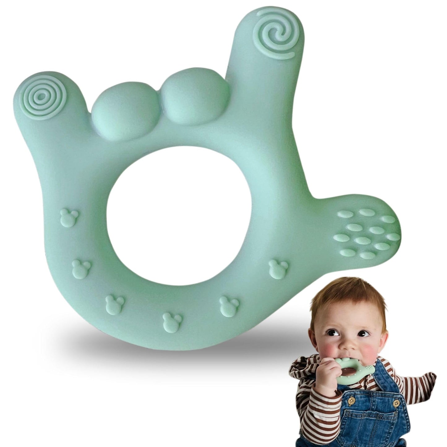 Silicone Hand Teether - I Love You Baby Teething Toy 0-12 Months | BPA - Free Toddlers Teething Relief | Massaging Teethers for Babies 3-6 Months | Infant Toy Teether 6-12 Months - Baby Gift