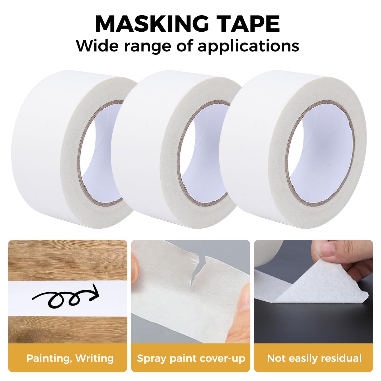 HALFOPM Masking Tape 2 Inch Wide, 10 Rolls Bulk Pack (550 Yards Total) - White Painter Tape for Sharp Paint Lines, Art & General Use