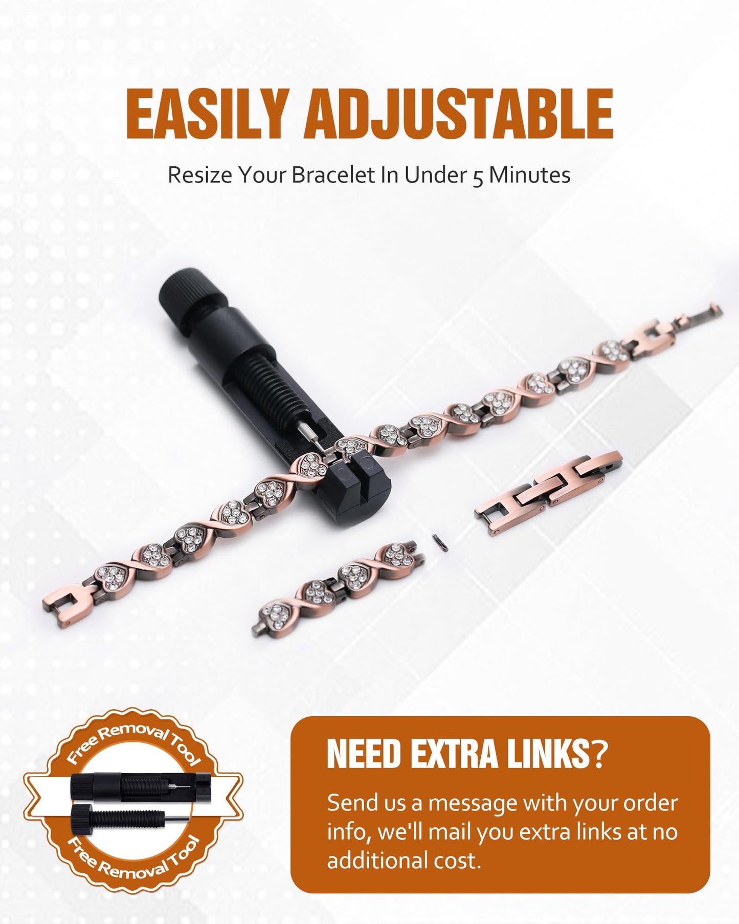 Jecanori Pure Copper Bracelets for Women, Effective Copper Magnetic Healing Bracelets for Women, Jewelry Gifts with Sizing Tool