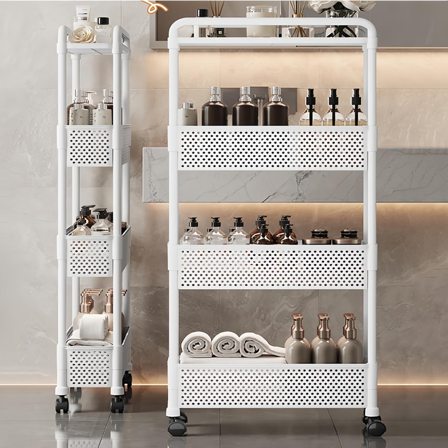 runsfeld Slim Storage Cart, Kitchen Gap Storage, Multi-Layer Organizer with 360° Swivel Wheels for Kitchen Bathroom (Black,3 Tier)
